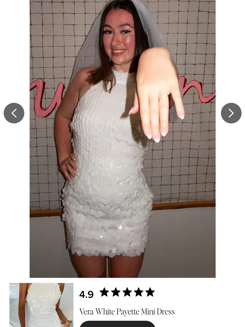 NWT 12th Tribe Sequin”Vera White Payette Mini Dress” - Picture 4 of 7